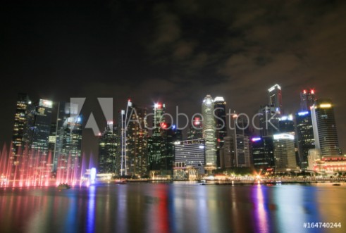 Picture of Singapore - JULY 8 2017  Singapore city skyline at night